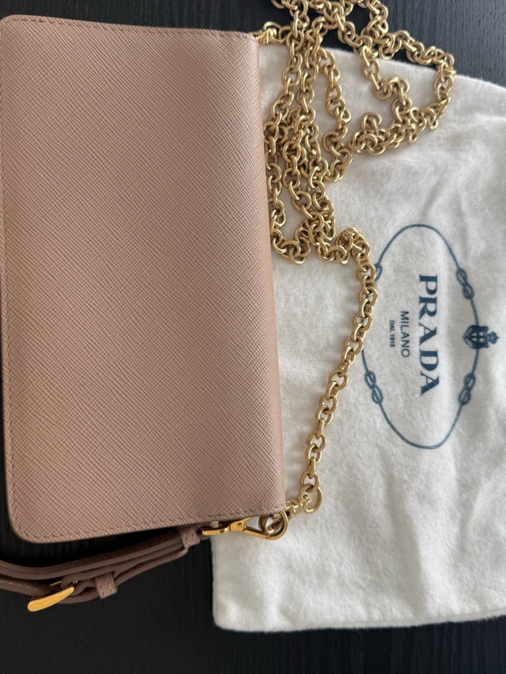 Prada Blush Pink Crossbody with Gold Chain Strap - Picture 4 of 14